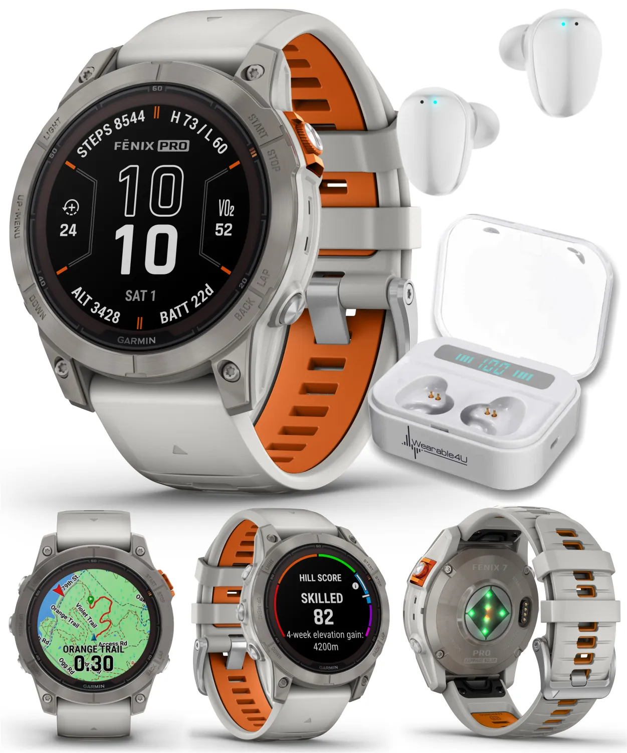 Garmin Fenix 7 Pro Solar Series Multisport GPS 42/47/51 mm Smartwatch | Wearable4U Bundle
