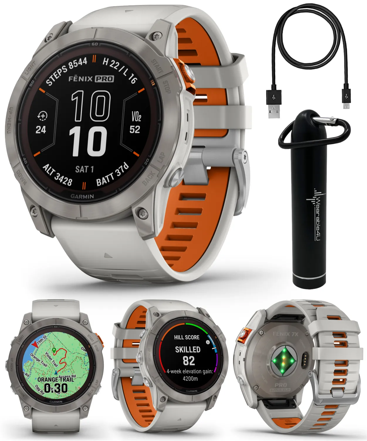 Garmin Fenix 7 Pro Solar Series Multisport GPS 42/47/51 mm Smartwatch | Wearable4U Bundle