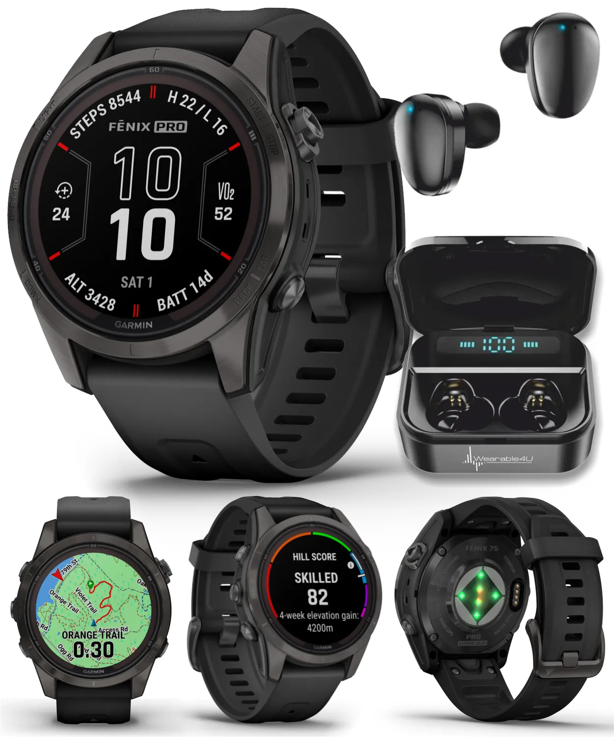 Garmin Fenix 7 Pro Solar Series Multisport GPS 42/47/51 mm Smartwatch | Wearable4U Bundle
