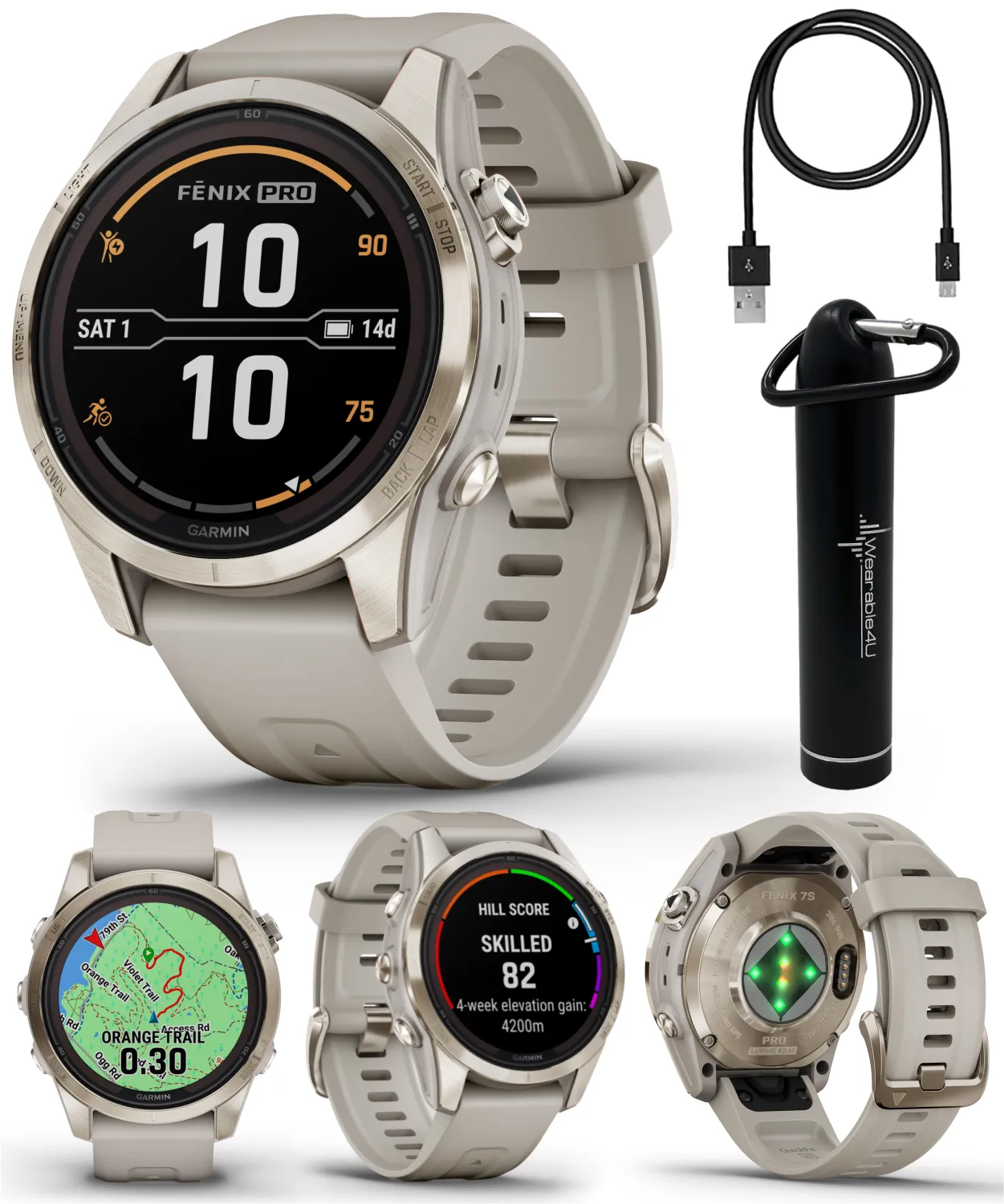 Garmin Fenix 7 Pro Solar Series Multisport GPS 42/47/51 mm Smartwatch | Wearable4U Bundle