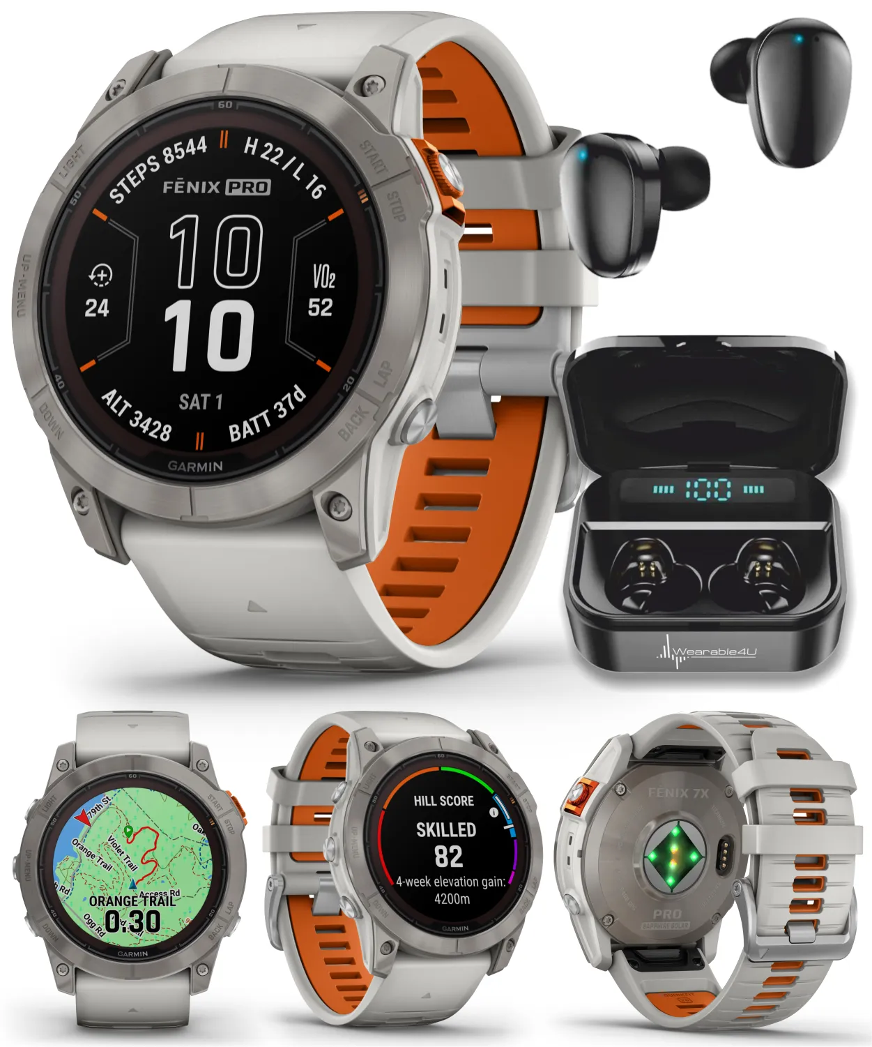 Garmin Fenix 7 Pro Solar Series Multisport GPS 42/47/51 mm Smartwatch | Wearable4U Bundle