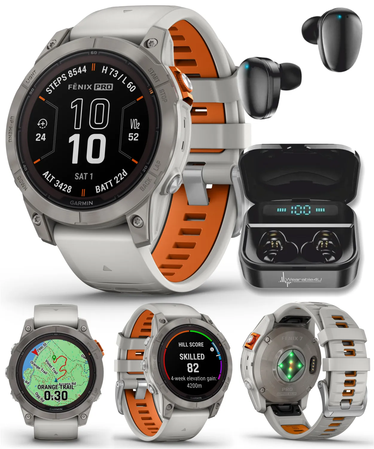 Garmin Fenix 7 Pro Solar Series Multisport GPS 42/47/51 mm Smartwatch | Wearable4U Bundle