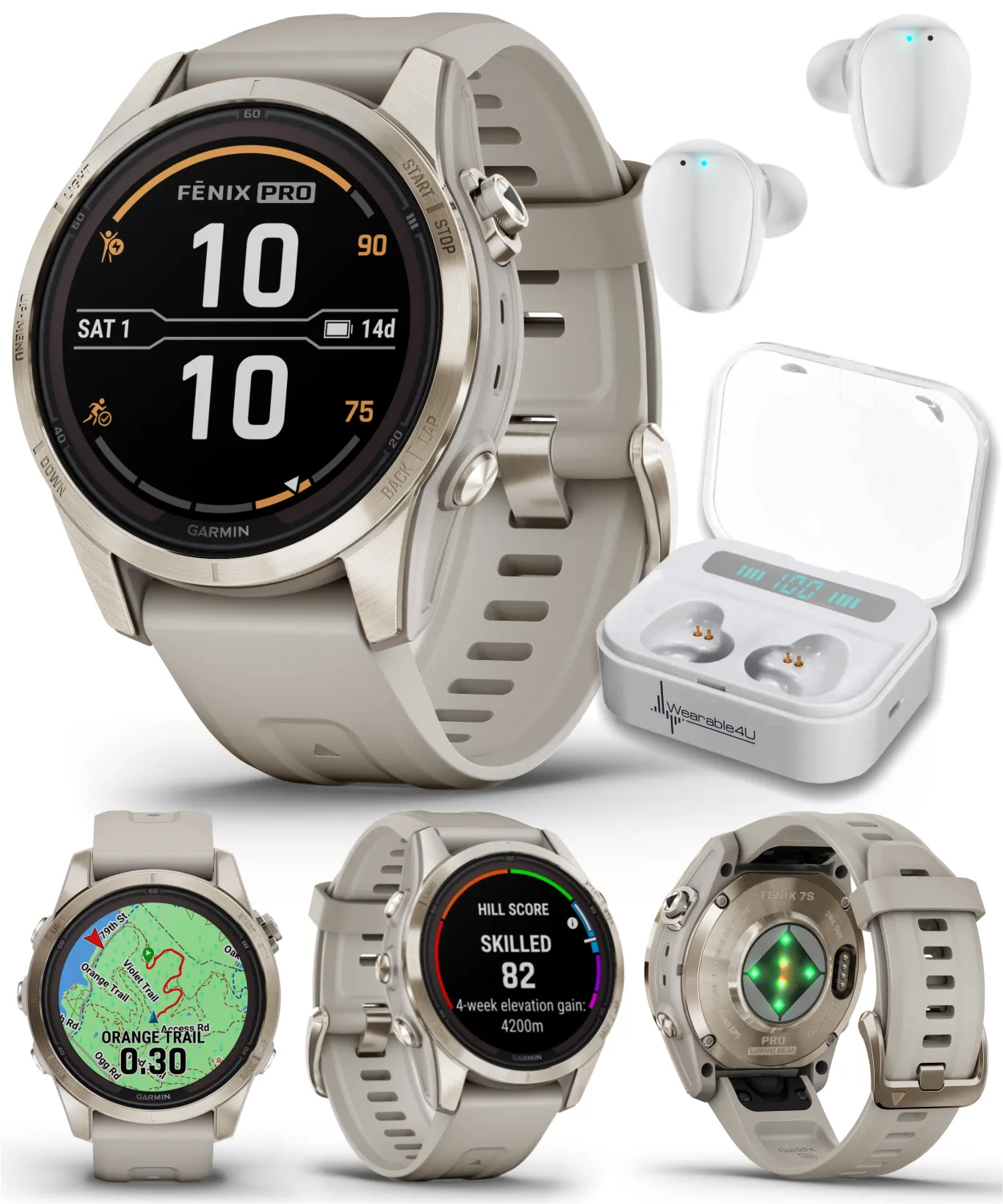 Garmin Fenix 7 Pro Solar Series Multisport GPS 42/47/51 mm Smartwatch | Wearable4U Bundle