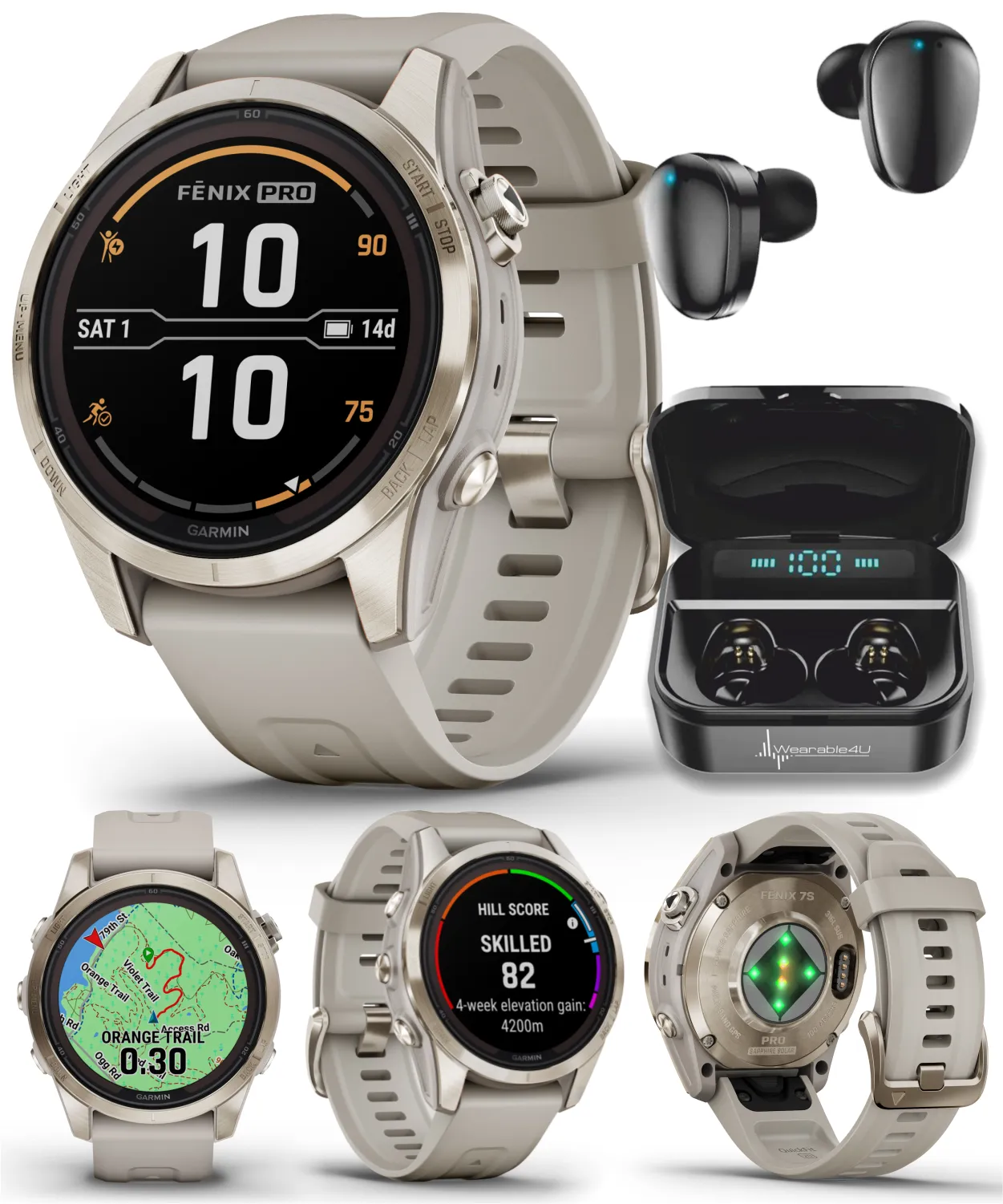Garmin Fenix 7 Pro Solar Series Multisport GPS 42/47/51 mm Smartwatch | Wearable4U Bundle