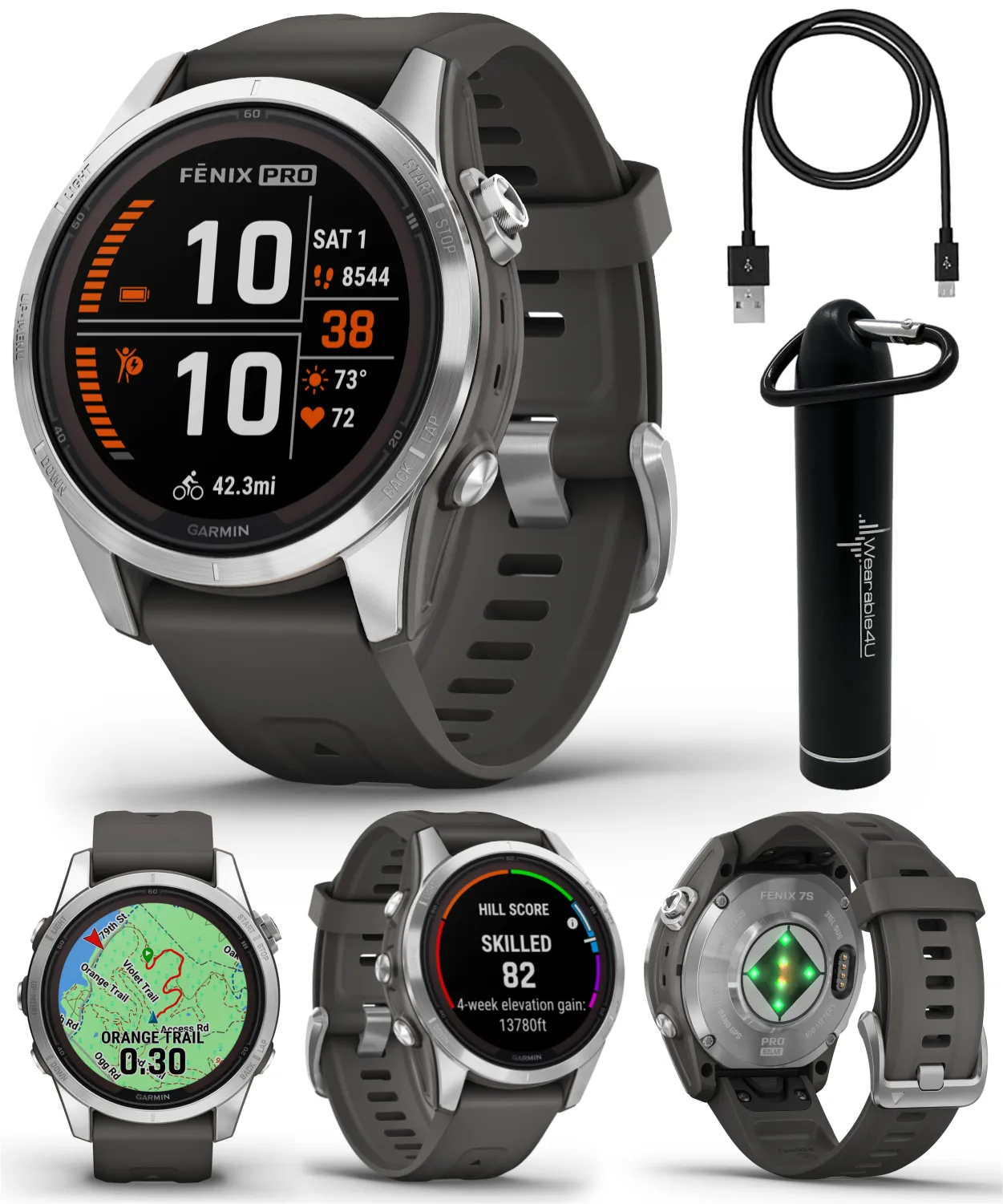 Garmin Fenix 7 Pro Solar Series Multisport GPS 42/47/51 mm Smartwatch | Wearable4U Bundle