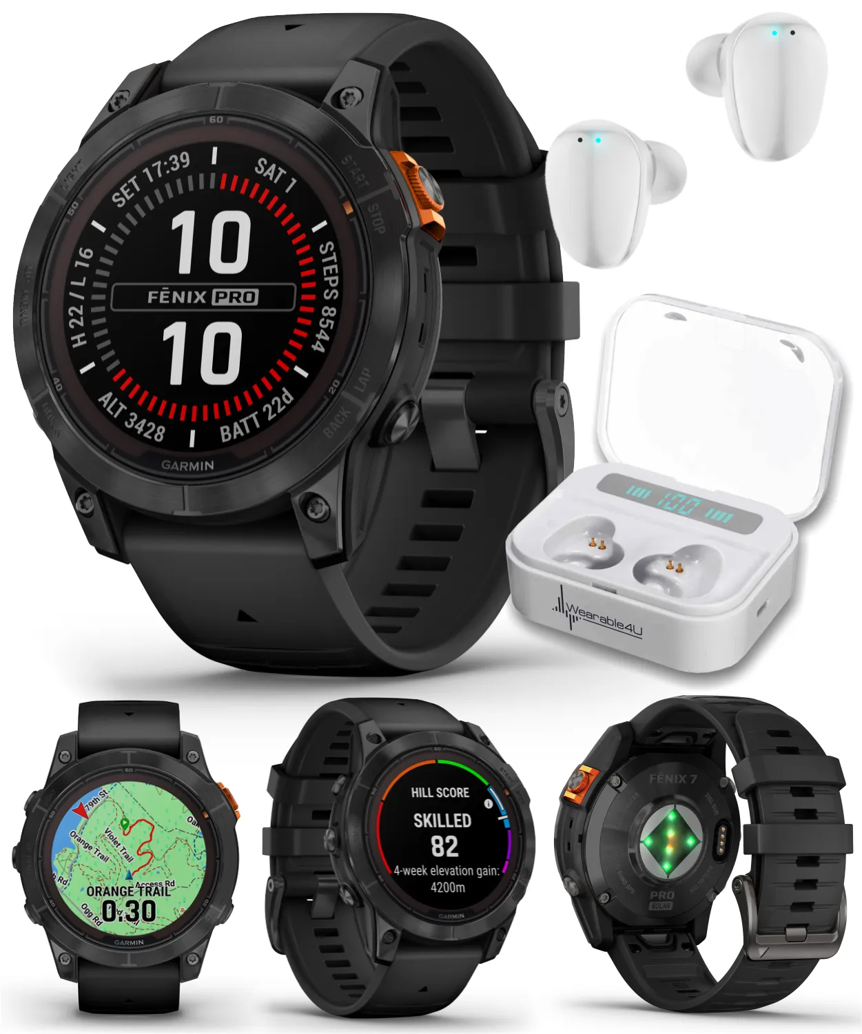Garmin Fenix 7 Pro Solar Series Multisport GPS 42/47/51 mm Smartwatch | Wearable4U Bundle