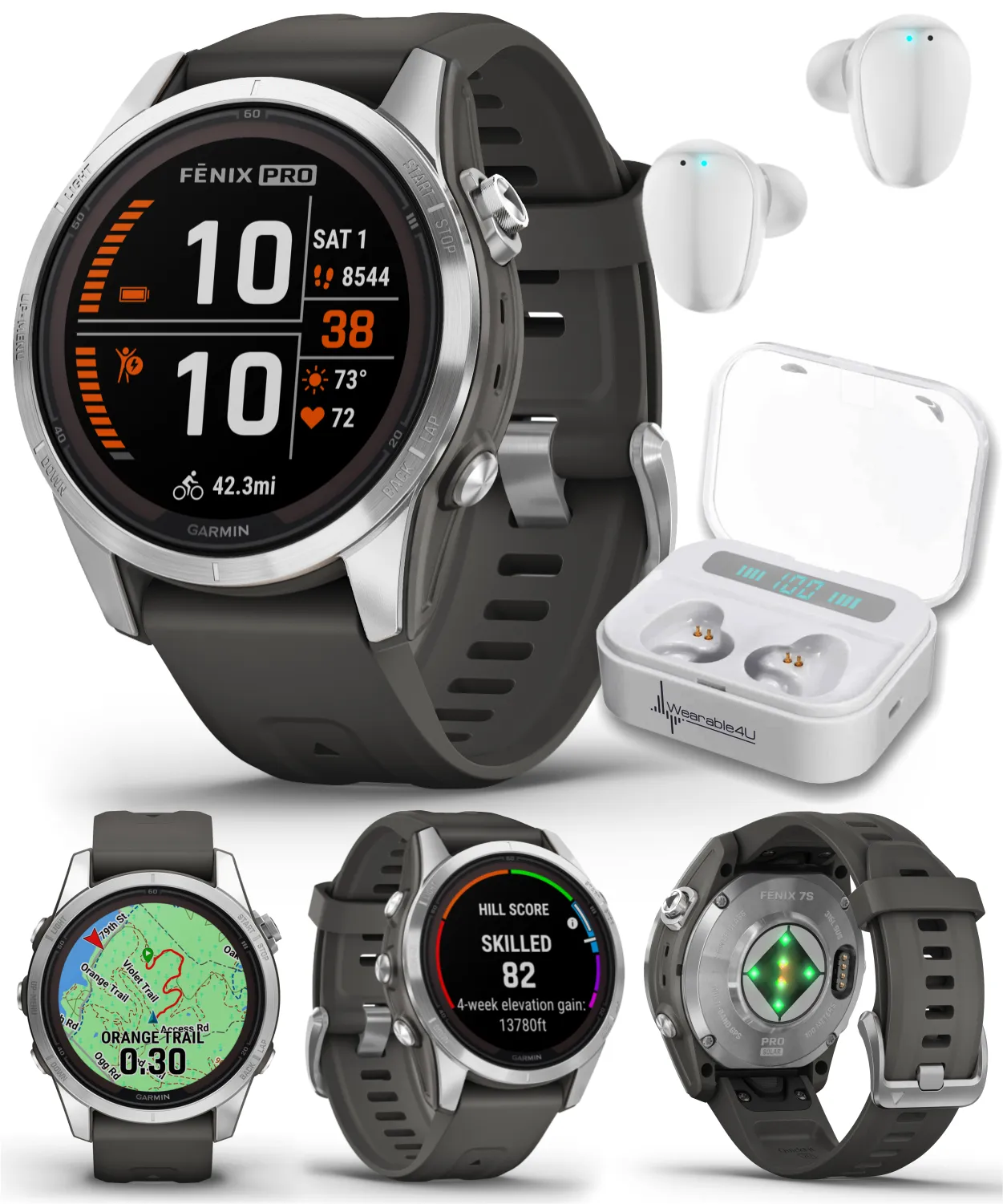 Garmin Fenix 7 Pro Solar Series Multisport GPS 42/47/51 mm Smartwatch | Wearable4U Bundle