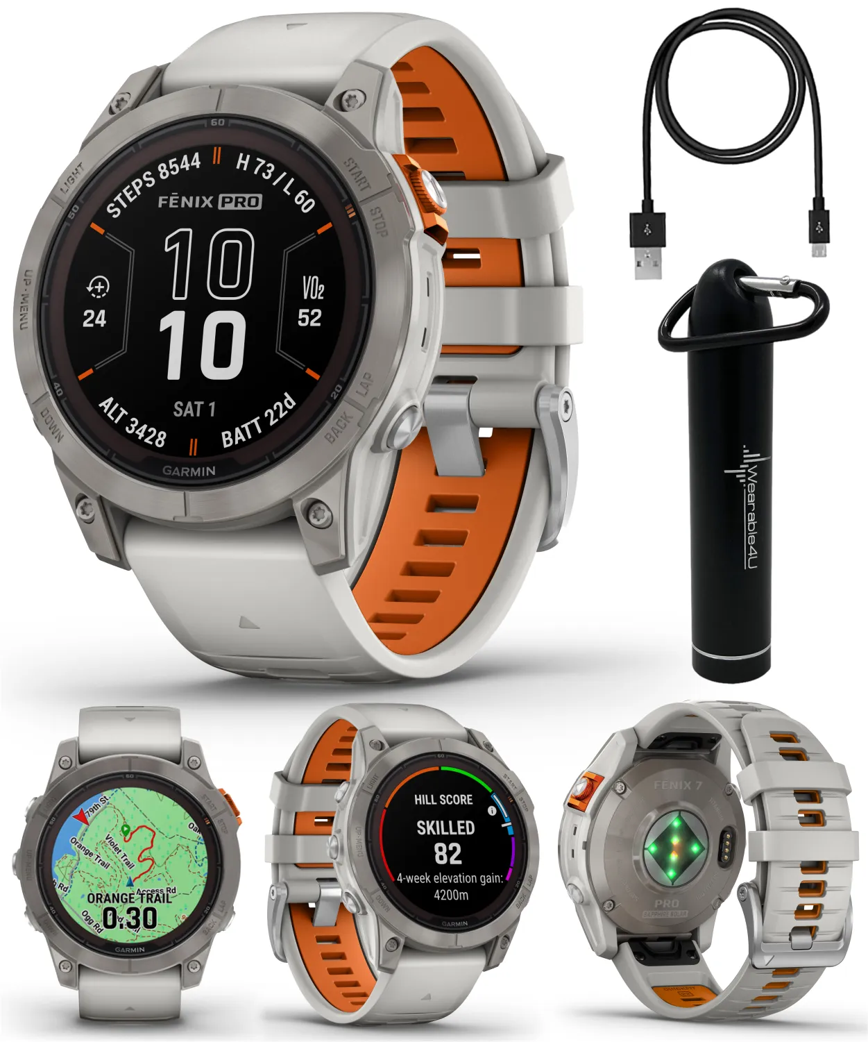 Garmin Fenix 7 Pro Solar Series Multisport GPS 42/47/51 mm Smartwatch | Wearable4U Bundle