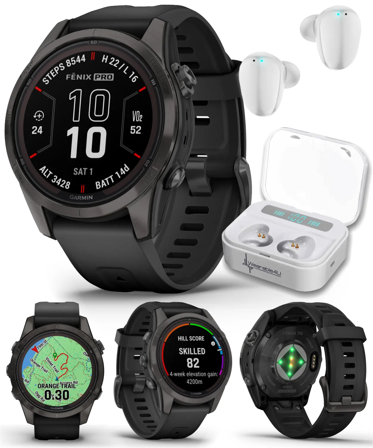 Garmin Fenix 7 Pro Solar Series Multisport GPS 42/47/51 mm Smartwatch | Wearable4U Bundle