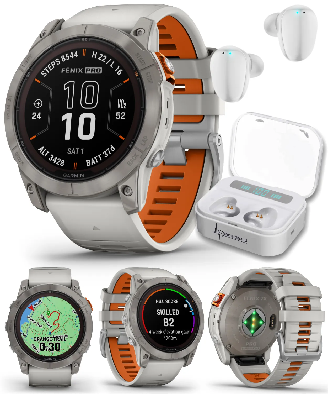 Garmin Fenix 7 Pro Solar Series Multisport GPS 42/47/51 mm Smartwatch | Wearable4U Bundle