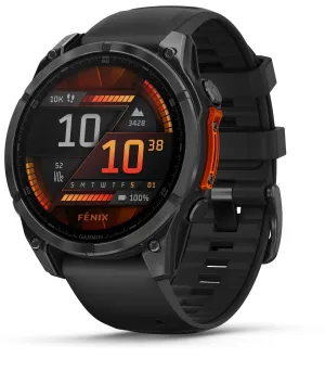 Garmin Fenix 8 47 mm, AMOLED Slate Gray with Black Silicone Band Multisport GPS Smartwatch (010-02904-00)