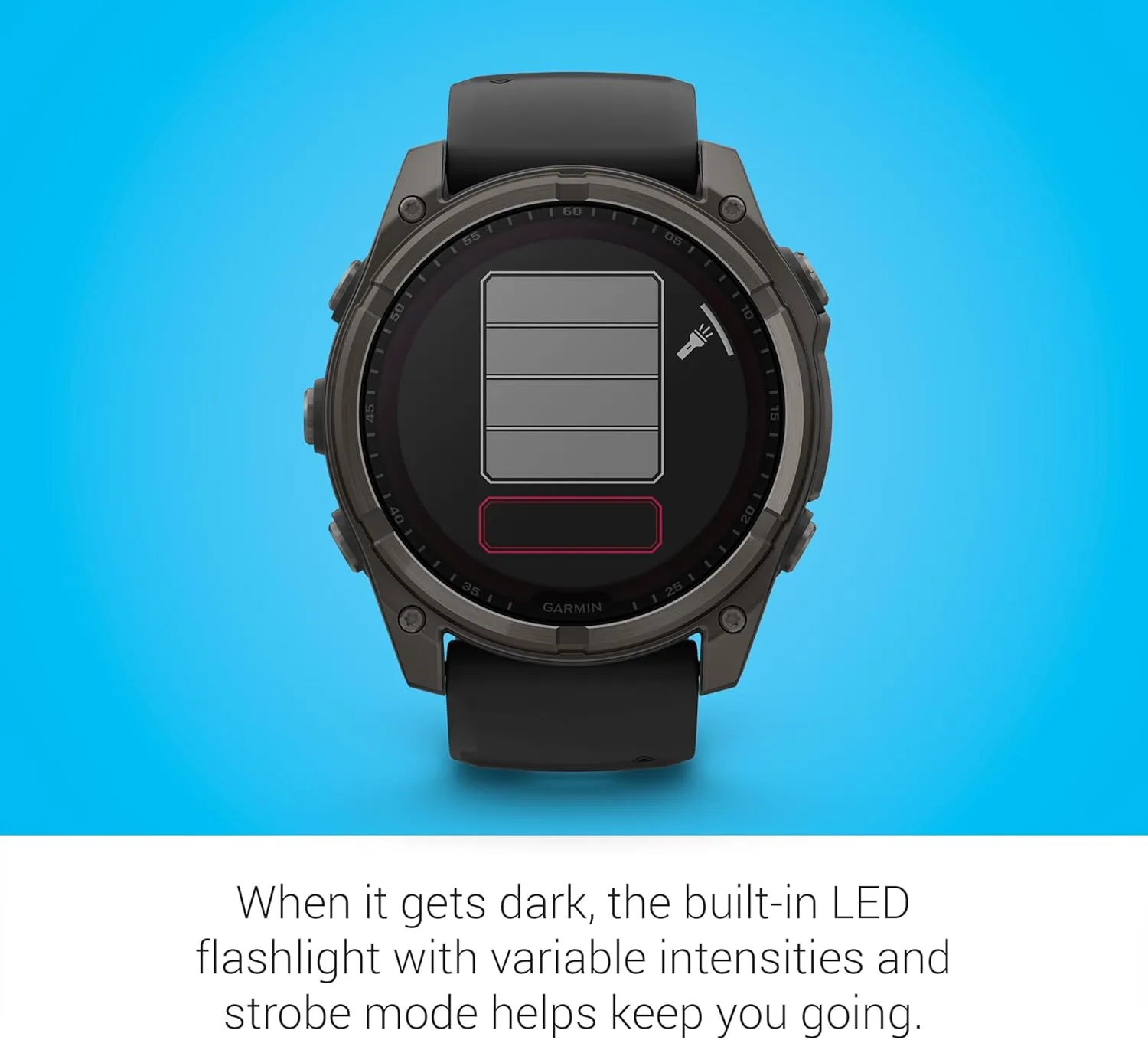Garmin Fenix 8 Premium Multisport GPS Running Smartwatch, 51 mm, Sapphire, Solar, Dive-Rated, Built-in Flashlight, DLC Titanium with Pebble Gray Band - Signature Series Charging Stand