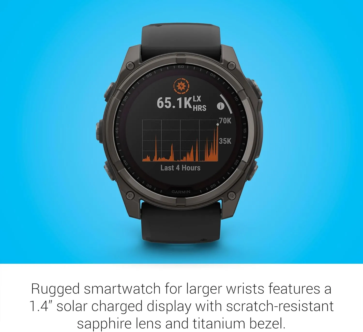 Garmin Fenix 8 Premium Multisport GPS Running Smartwatch, 51 mm, Sapphire, Solar, Dive-Rated, Built-in Flashlight, DLC Titanium with Pebble Gray Band - Signature Series Charging Stand