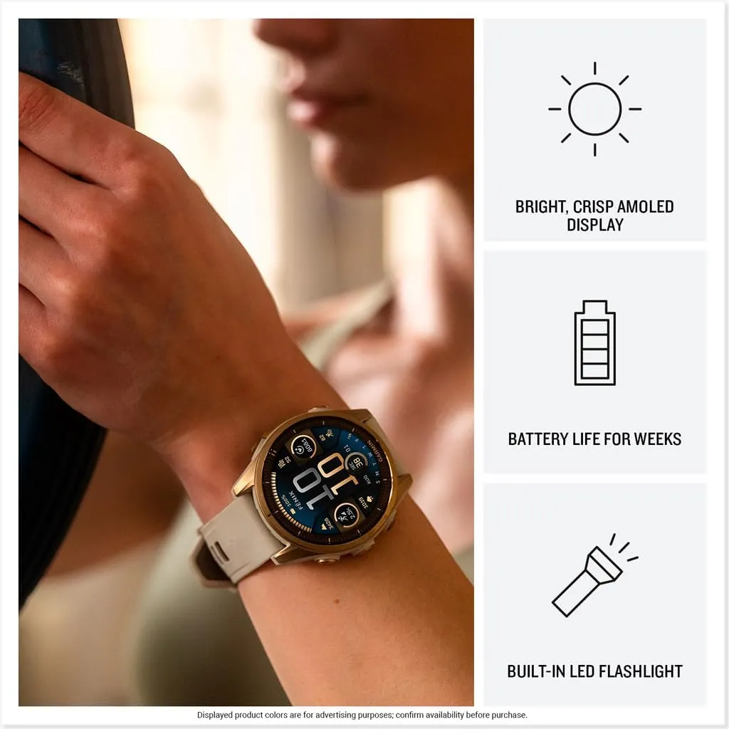 Garmin fēnix® 8 – 47 mm, AMOLED, Sapphire, Premium Multisport GPS Smartwatch, Long-Lasting Battery Life, Dive-Rated, Built-in LED Flashlight, Carbon Gray DLC Titanium with Pebble Gray Band