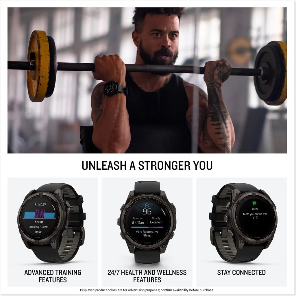 Garmin fēnix® 8 – 47 mm, Solar, Sapphire, Premium Multisport GPS Smartwatch, Long-Lasting Battery Life, Dive-Rated, Built-in LED Flashlight, Carbon Gray DLC Titanium with Pebble Gray Band