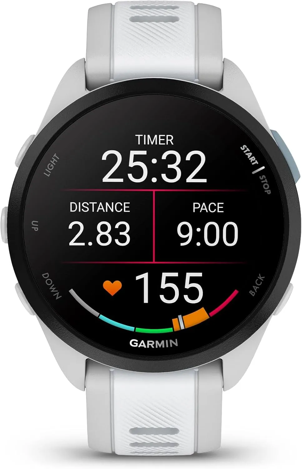 Garmin Forerunner 165 Music, Running Smartwatch, Colorful AMOLED Display, Training Metrics and Recovery Insights, Music on Your Wrist, Whitestone