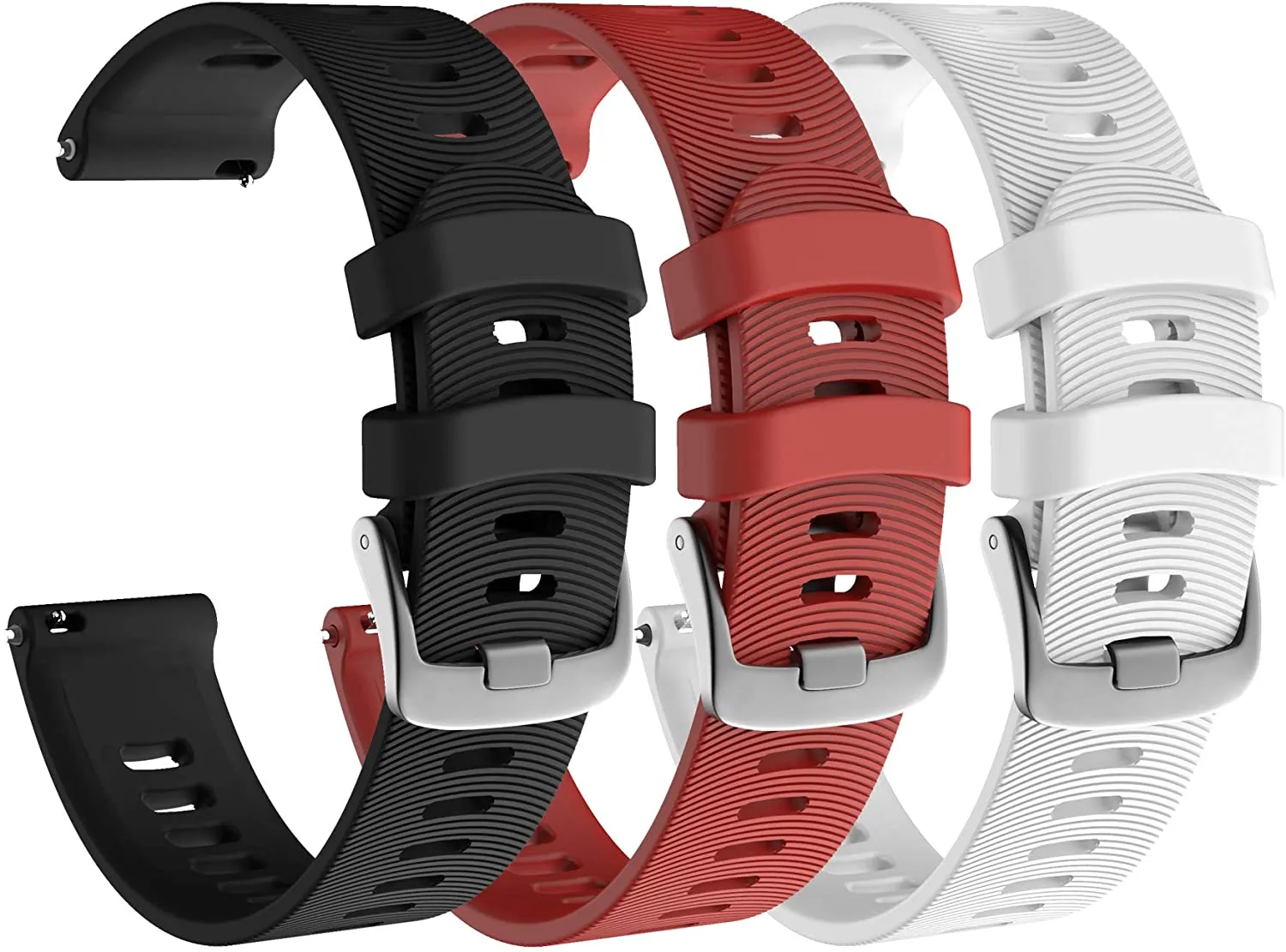 Garmin Forerunner 245 GPS Running Smartwatch with Included Wearable4U 3 Straps Bundle (Berry 010-02120-01, Black/Red/White)