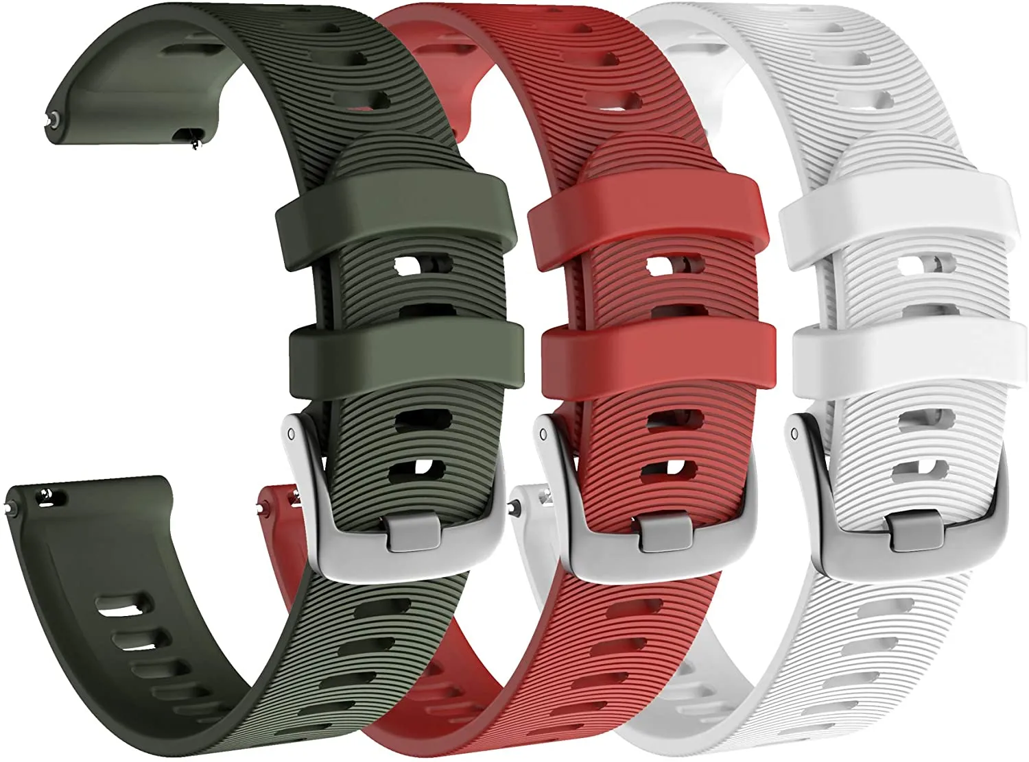 Garmin Forerunner 245 GPS Running Smartwatch with Included Wearable4U 3 Straps Bundle (Berry 010-02120-01, Khaki/Red/White)