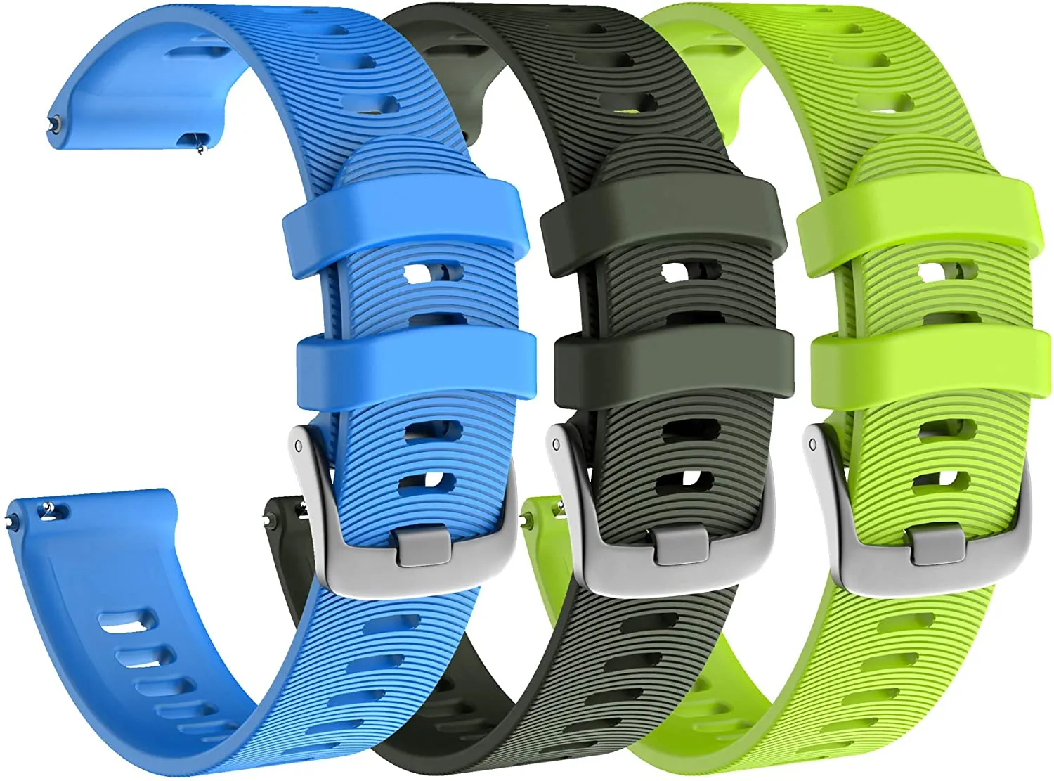 Garmin Forerunner 245 GPS Running Smartwatch with Included Wearable4U 3 Straps Bundle (Black Music 010-02120-20, Blue/Khaki/Lime)
