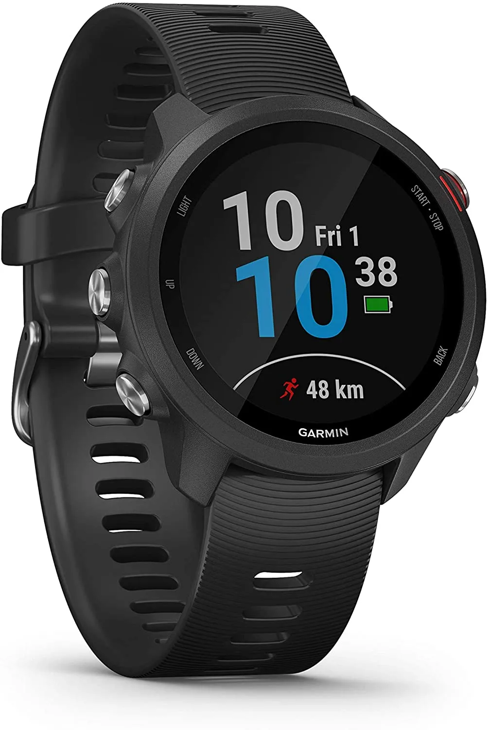 Garmin Forerunner 245 GPS Running Smartwatch with Included Wearable4U 3 Straps Bundle (Black Music 010-02120-20, Orange/Red/Teal)
