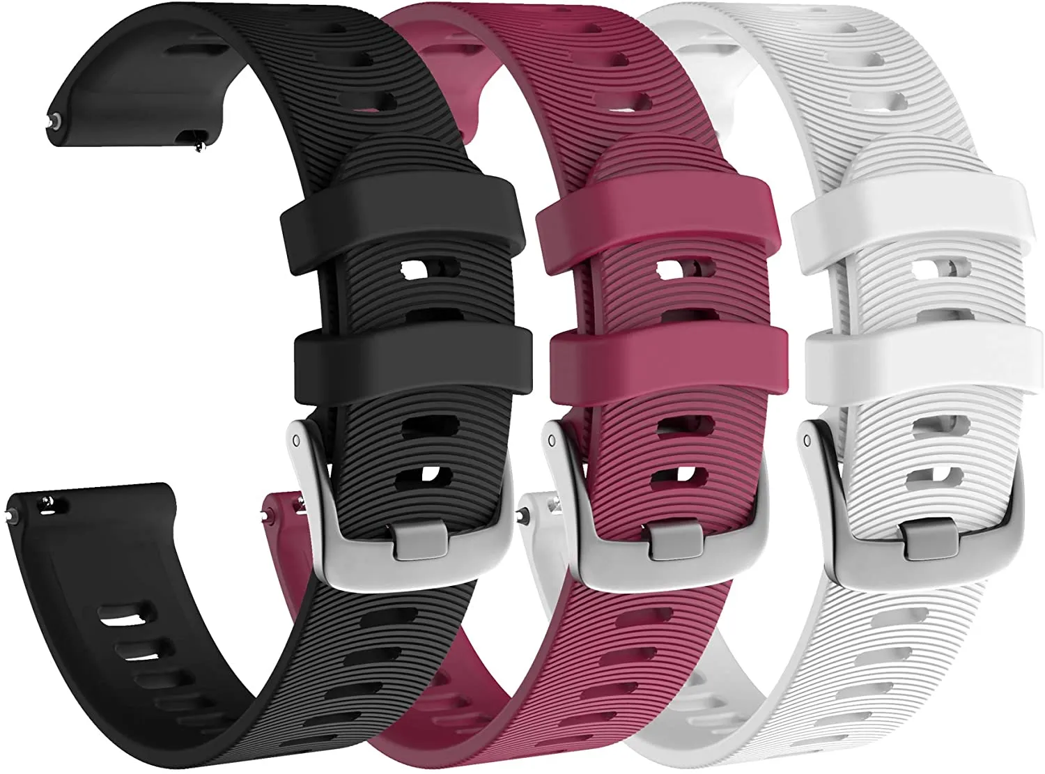 Garmin Forerunner 245 GPS Running Smartwatch with Included Wearable4U 3 Straps Bundle (Slate Grey 010-02120-00, Black/Berry/White)