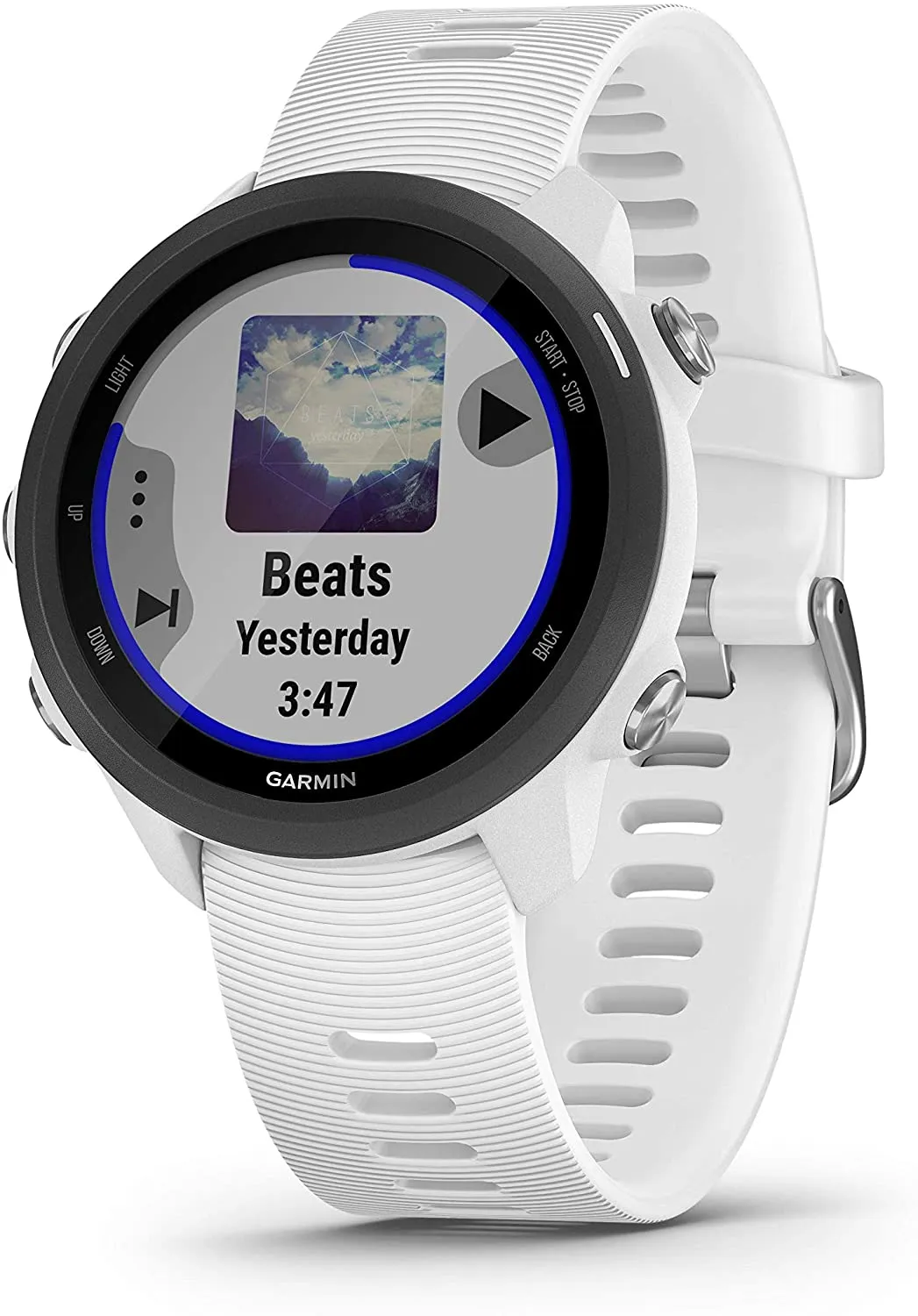 Garmin Forerunner 245 GPS Running Smartwatch with Included Wearable4U 3 Straps Bundle (White Music 010-02120-21, Blue/Pink/Teal)