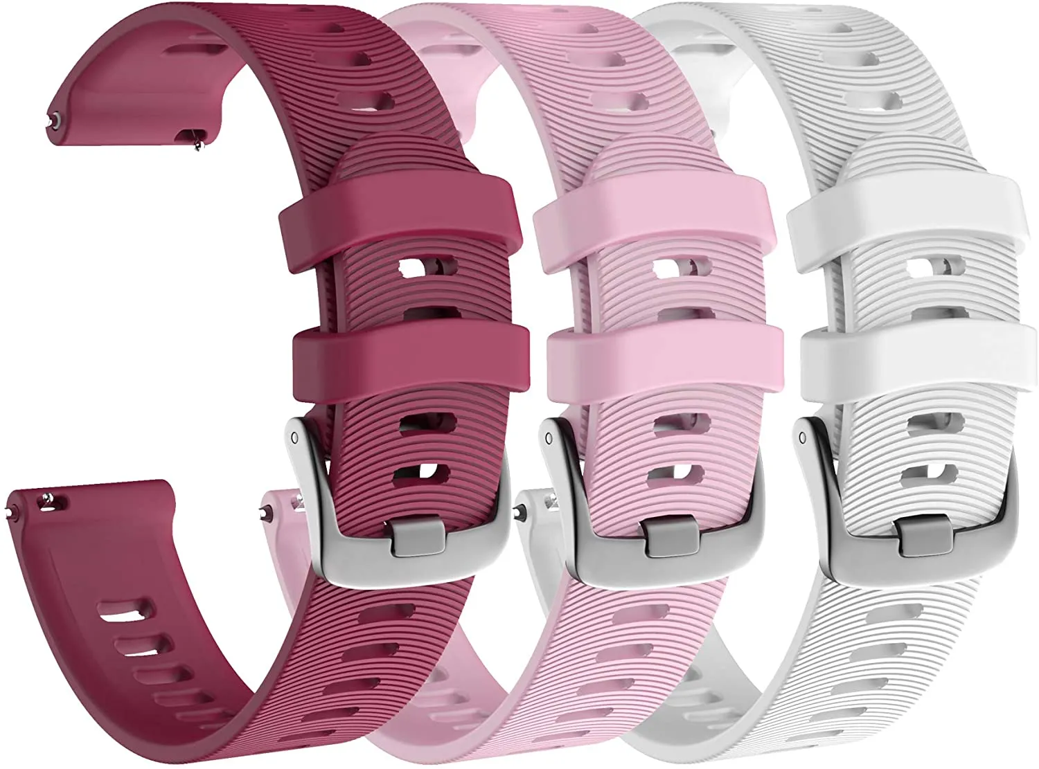 Garmin Forerunner 245 Music GPS Running Smartwatch with Included Wearable4U 3 Straps Bundle (Black Music 010-02120-20, Berry/Pink/White)