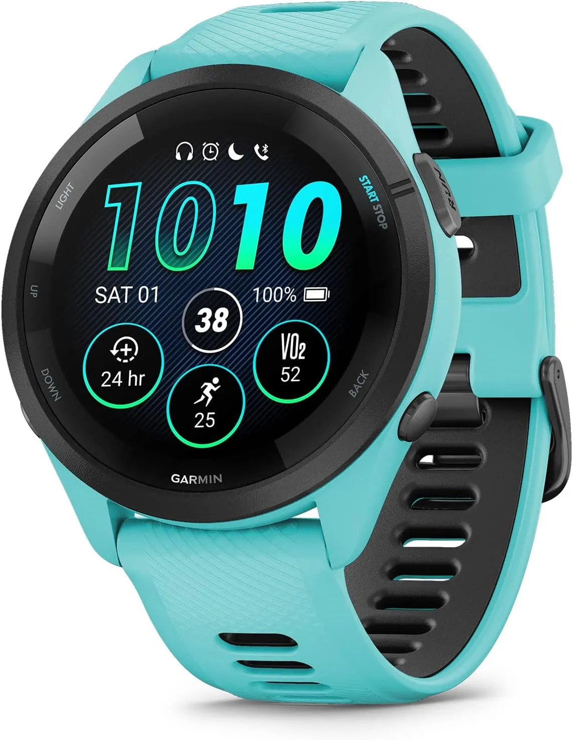 Garmin Forerunner 265 Running Smartwatch, Colorful AMOLED Display, Training Metrics and Recovery Insights, Aqua and Black, 46 mm (Renewed)