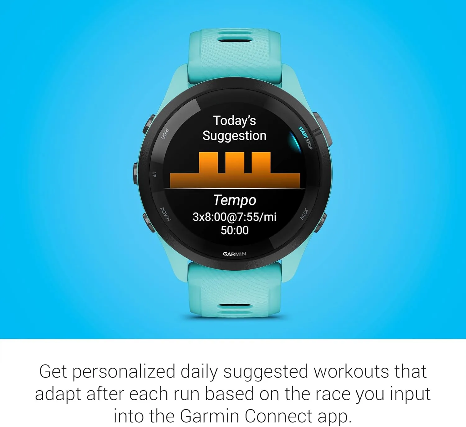 Garmin Forerunner 265 Running Smartwatch, Colorful AMOLED Display, Training Metrics and Recovery Insights, Aqua and Black, 46 mm (Renewed)