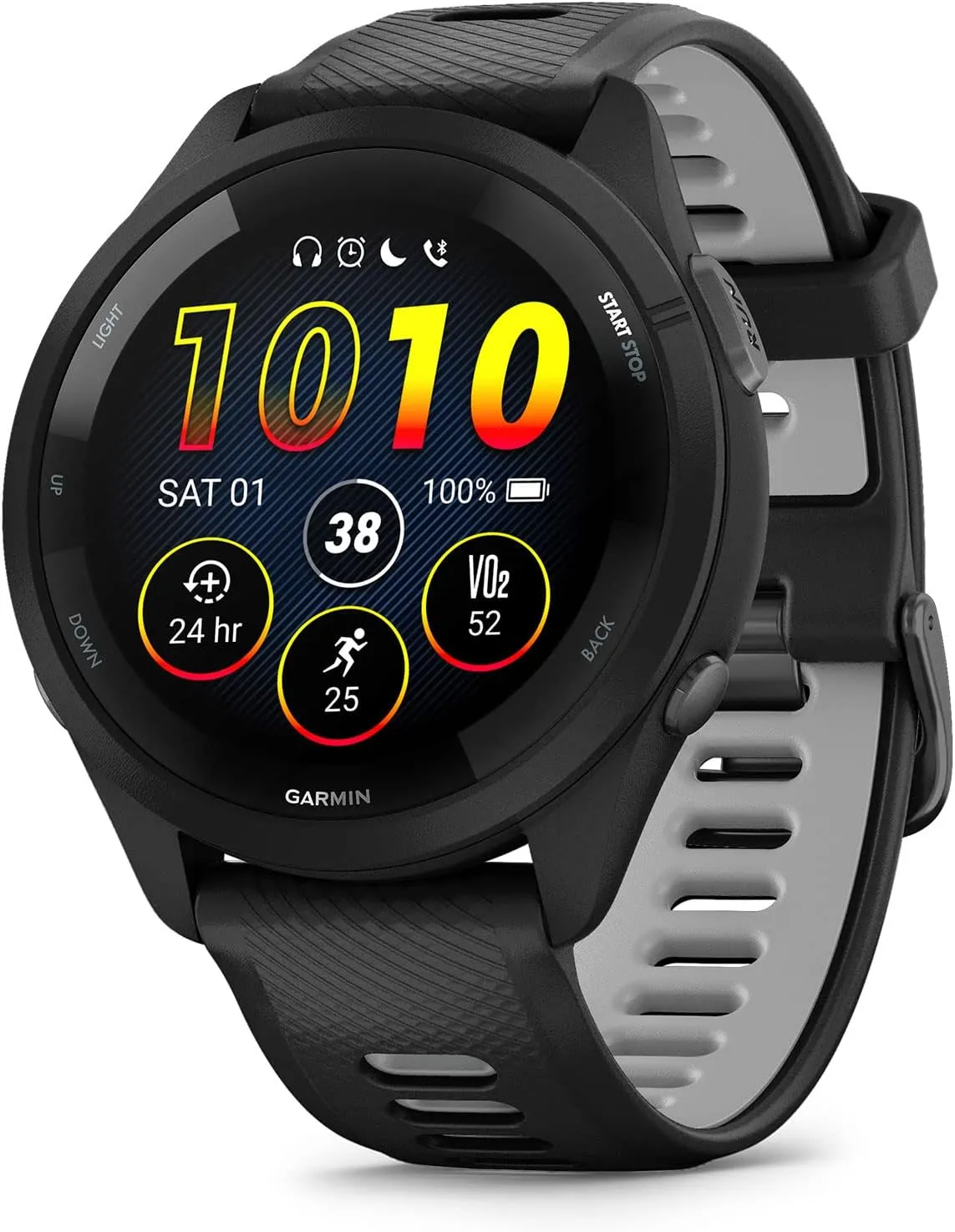 Garmin Forerunner 265 Running Smartwatch, Colorful AMOLED Display, Training Metrics and Recovery Insights, Black and Powder Gray (Renewed)