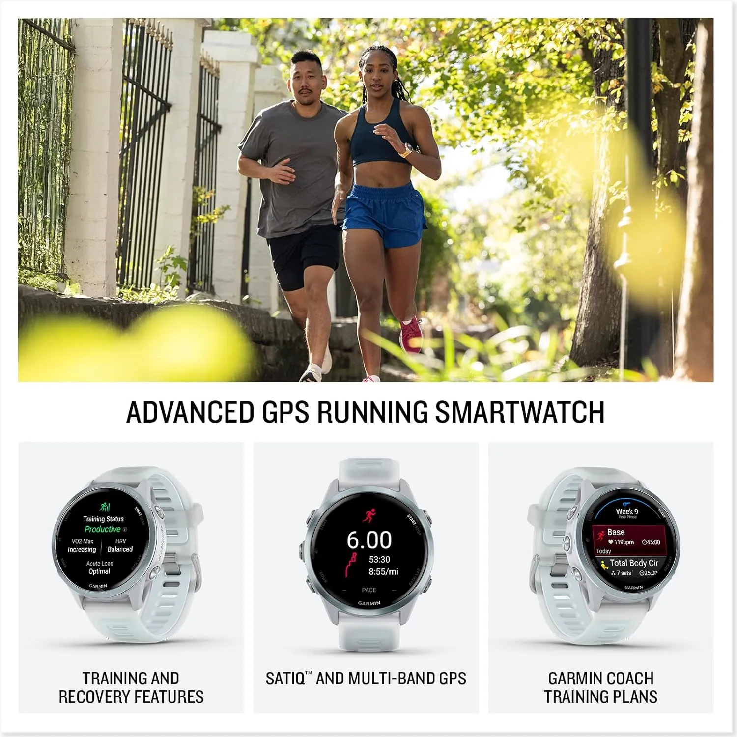 Garmin® Forerunner® 570, 42mm, Advanced GPS Running and Triathlon Smartwatch, AMOLED Display, Training and Recovery Features, Cloud Blue Aluminum with Translucent Whitestone/Cloud Blue Band