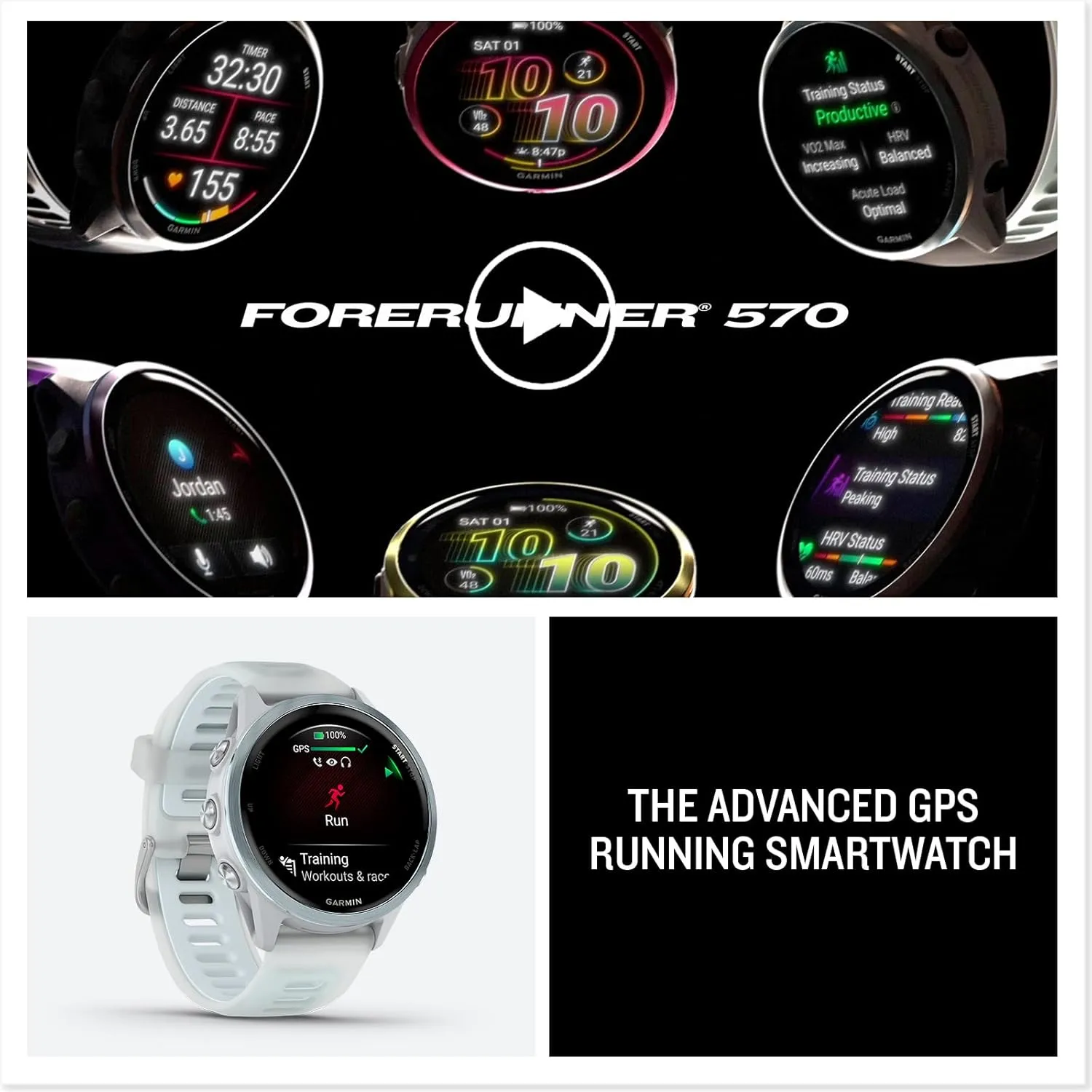 Garmin® Forerunner® 570, 42mm, Advanced GPS Running and Triathlon Smartwatch, AMOLED Display, Training and Recovery Features, Cloud Blue Aluminum with Translucent Whitestone/Cloud Blue Band
