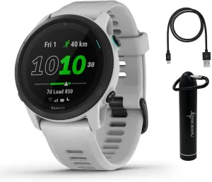 Garmin Forerunner 745 GPS Smartwatch (Whitestone) with Power Bank 2200 mAh Bundle