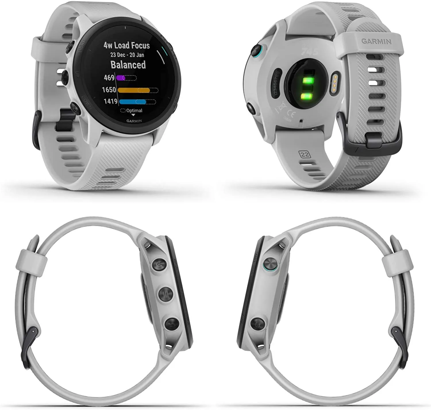 Garmin Forerunner 745 GPS Smartwatch (Whitestone) with Power Bank 2200 mAh Bundle