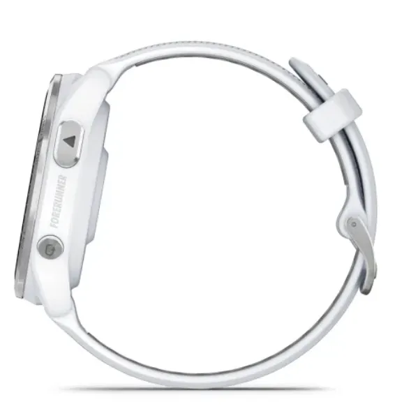 Garmin Forerunner® 965 Titanium Bezel with Whitestone Case and Whitestone/Powder Grey Silicone Band