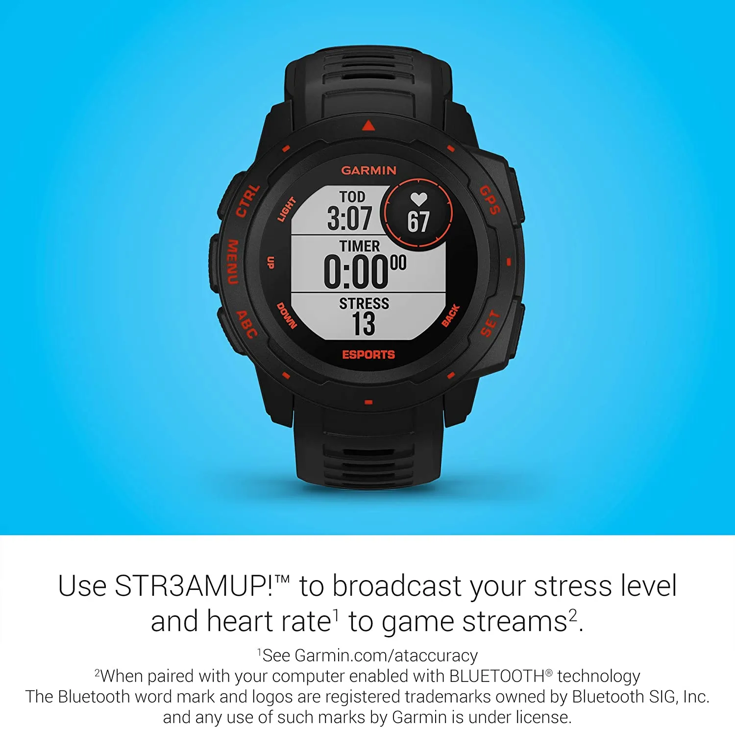 Garmin Instinct Esports Edition, Black Lava GPS Smartwatch for Esports Athletes