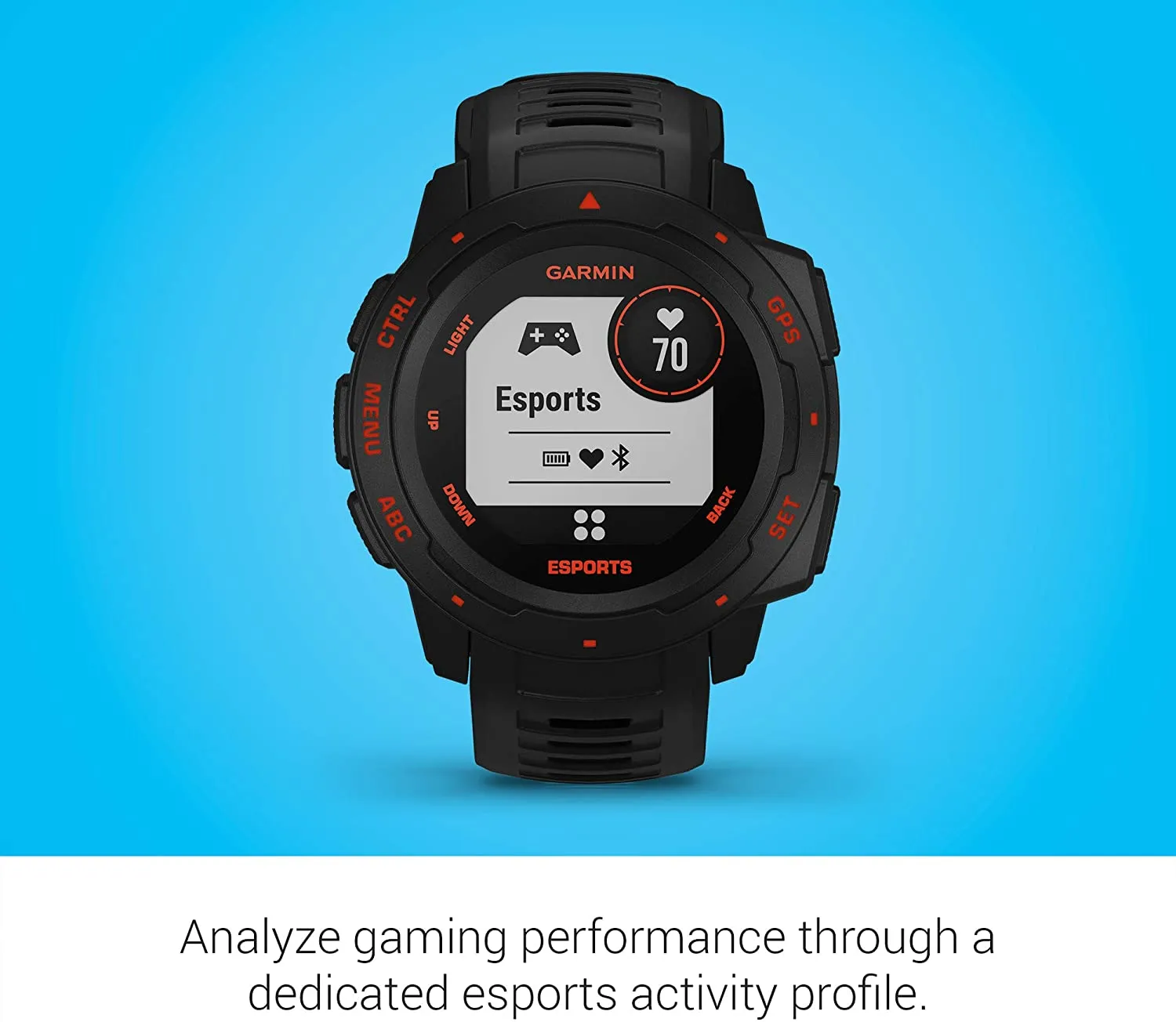 Garmin Instinct Esports Edition, Black Lava GPS Smartwatch for Esports Athletes