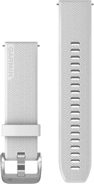 Garmin Quick Release 20 Watch Band, White Silicone with Polished Silver Hardware, (010-13114-01)