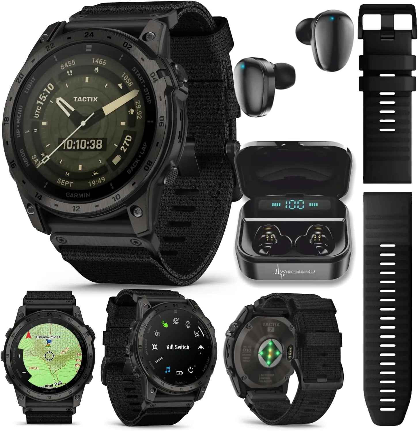Garmin Tactix 7 Tactical Multisport GPS Smartwatch with Wearable4U Black EarBuds Bundle