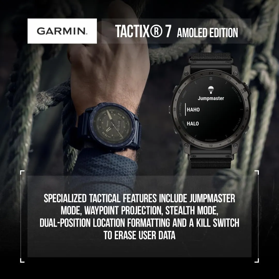 Garmin Tactix 7 Tactical Multisport GPS Smartwatch with Wearable4U Black EarBuds Bundle