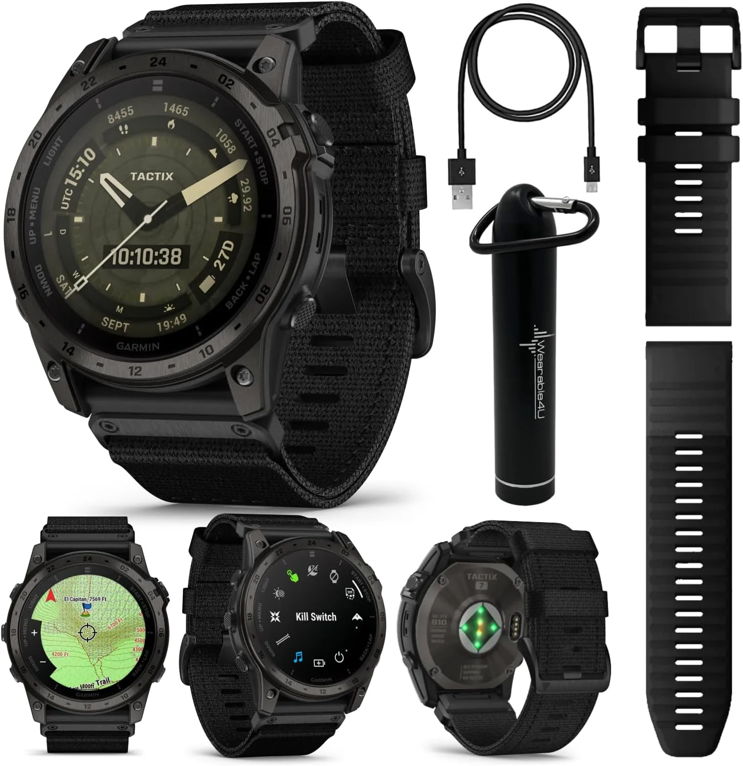 Garmin Tactix 7 Tactical Multisport GPS Smartwatch with Wearable4U Black EarBuds Bundle