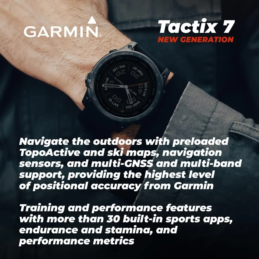 Garmin Tactix 7 Tactical Multisport GPS Smartwatch with Wearable4U Black EarBuds Bundle