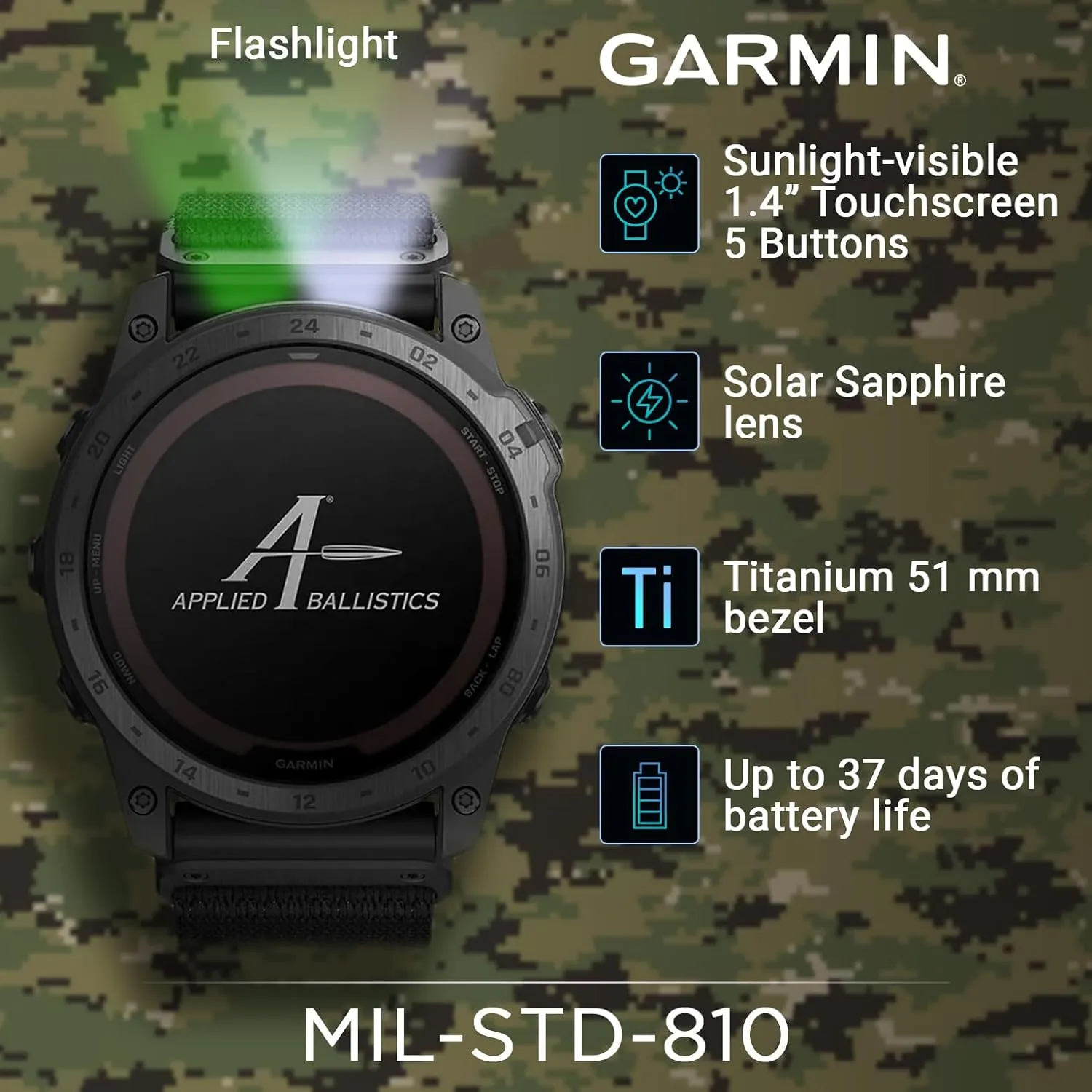 Garmin Tactix 7 Tactical Multisport GPS Smartwatch with Wearable4U Black EarBuds Bundle