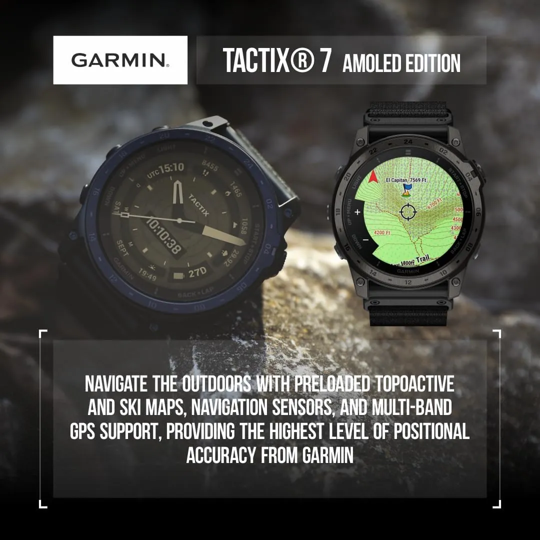 Garmin Tactix 7 Tactical Multisport GPS Smartwatch with Wearable4U Black EarBuds Bundle