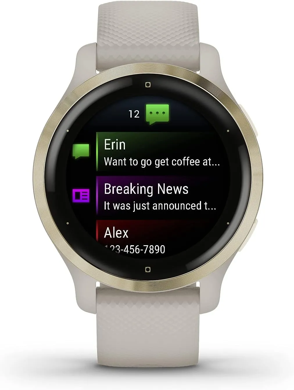 Garmin Venu 2S, Smaller-sized GPS Smartwatch with Advanced Health Monitoring and Fitness Features, Light Gold Bezel with Tan Case and Silicone Band