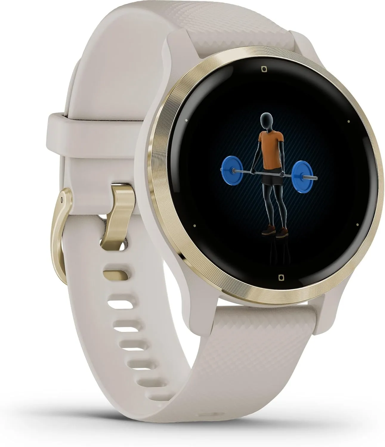Garmin Venu 2S, Smaller-sized GPS Smartwatch with Advanced Health Monitoring and Fitness Features, Light Gold Bezel with Tan Case and Silicone Band