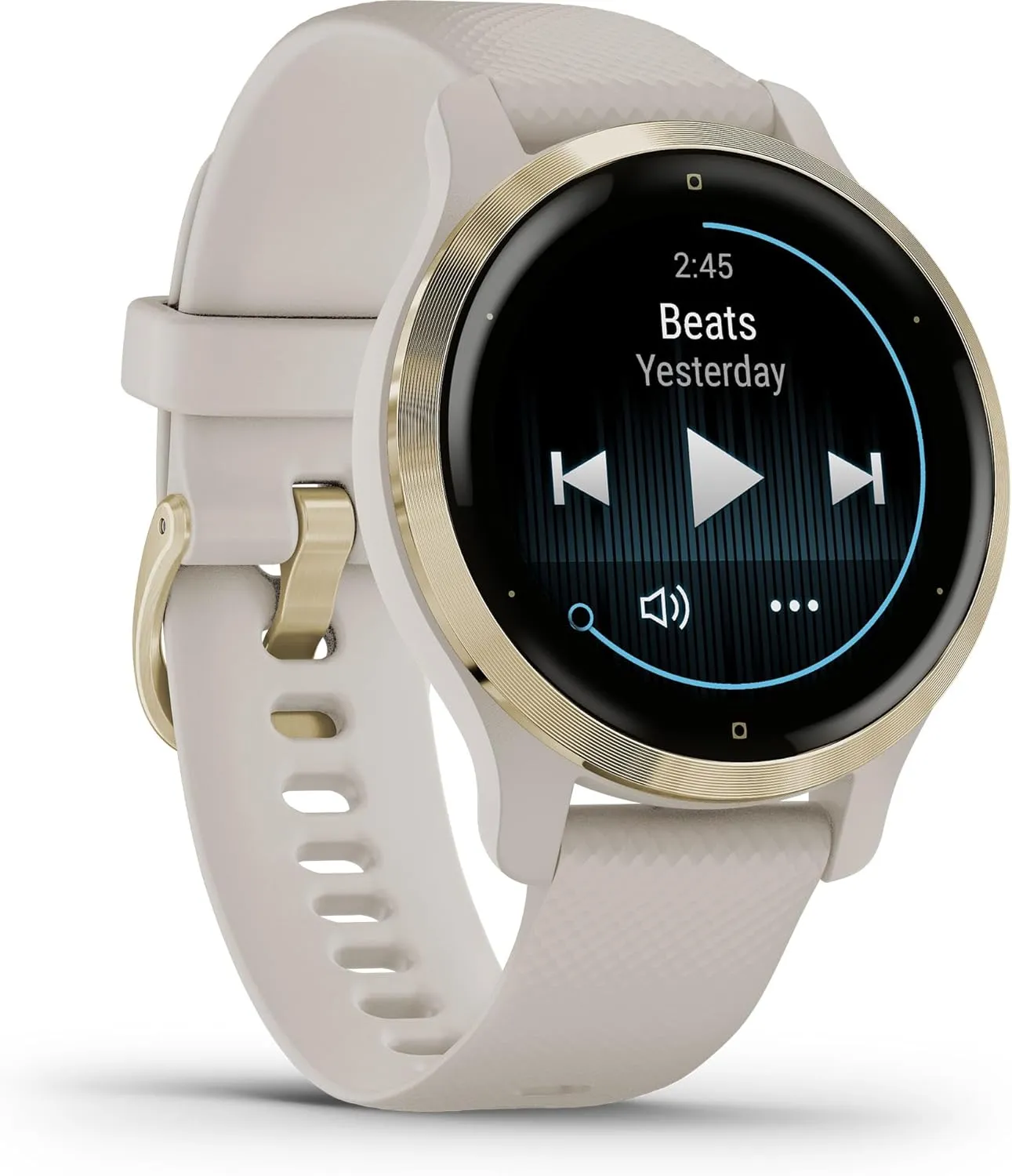 Garmin Venu 2S, Smaller-sized GPS Smartwatch with Advanced Health Monitoring and Fitness Features, Light Gold Bezel with Tan Case and Silicone Band