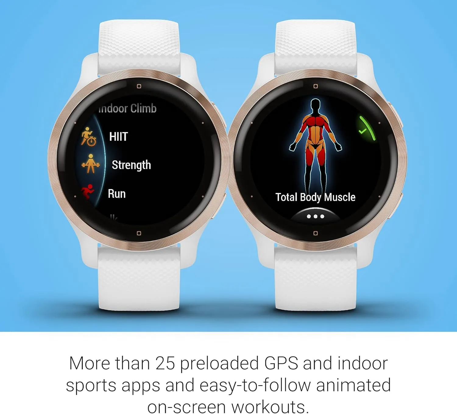 Garmin Venu 2S, Smaller-sized GPS Smartwatch with Advanced Health Monitoring and Fitness Features, Rose Gold Bezel with White Case and Silicone Band