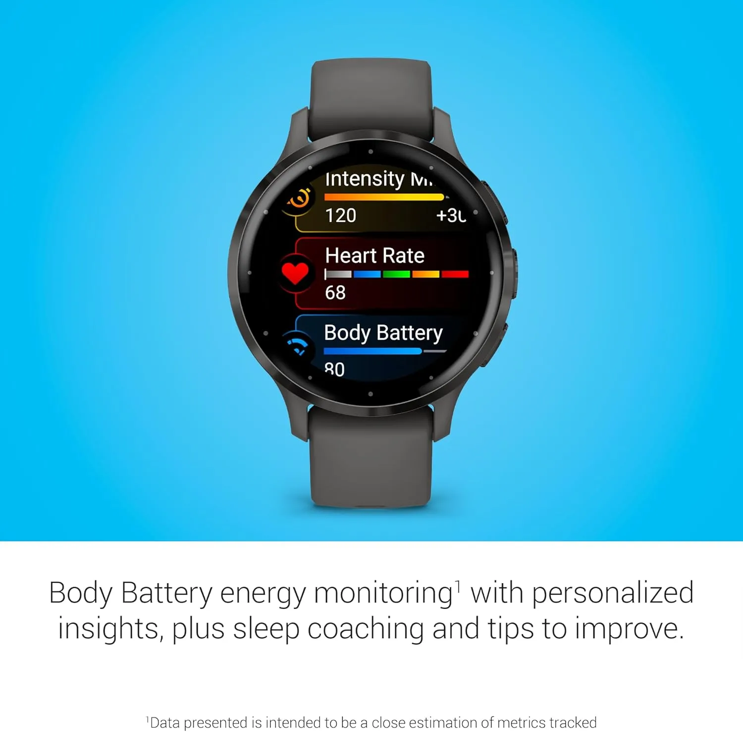 Garmin Venu 3S Running GPS Smartwatch with AMOLED Display, Advanced Health, Fitness Features, Up to 14 Day Battery Life with Signature Power Bundle | Slate with Pebble Gray Silicone Band
