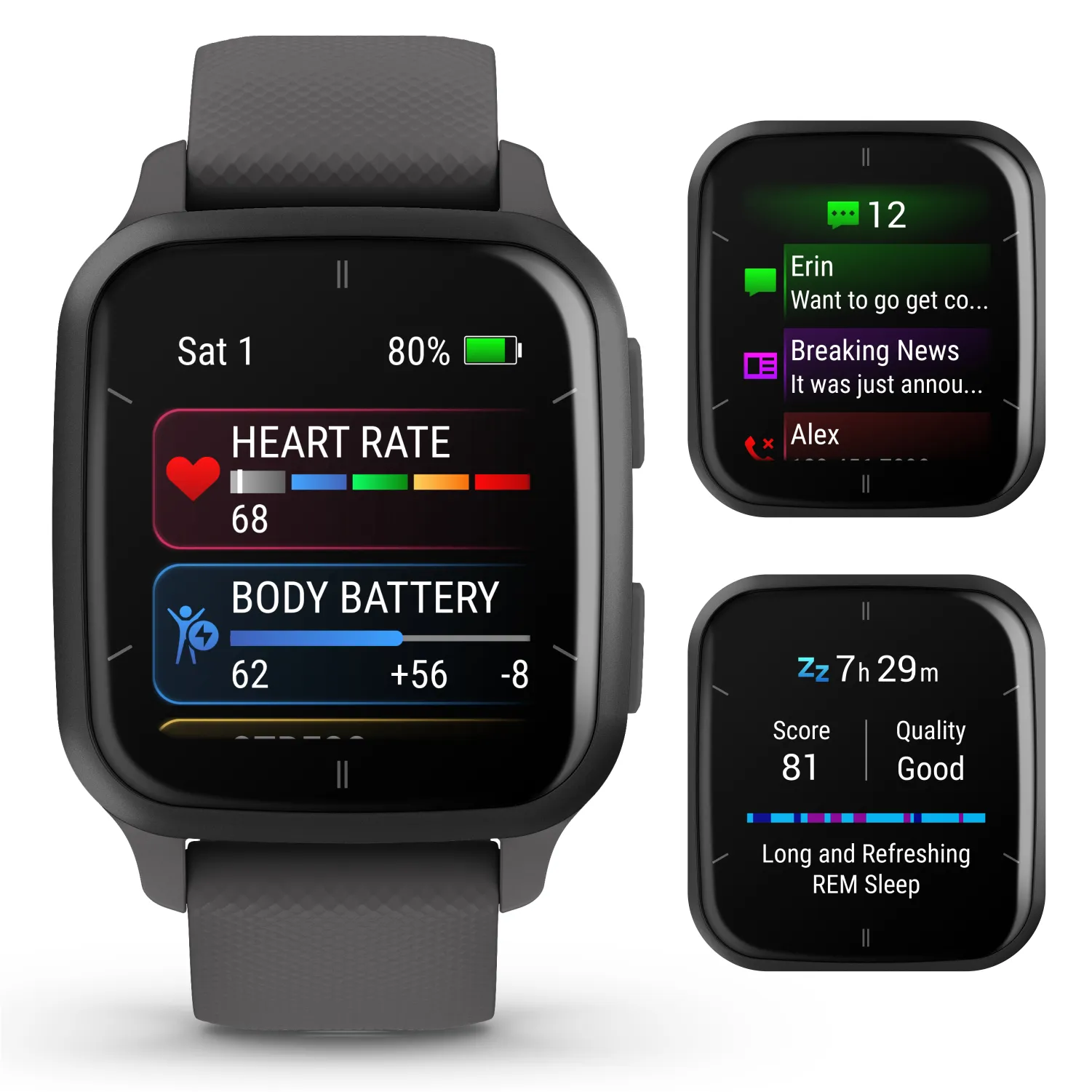 Garmin Venu Sq 2 Series, GPS Smartwatch, Long-Lasting Battery Life, AMOLED Display, Black/Slate